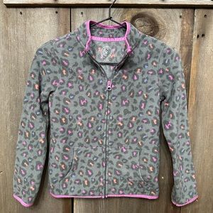 Kohl’s SO Micro Fleece Jacket in Gray Leopard Print Size XS 7/8 Girls